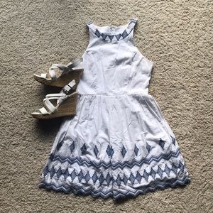 NWT White and blue a-line dress. NWT